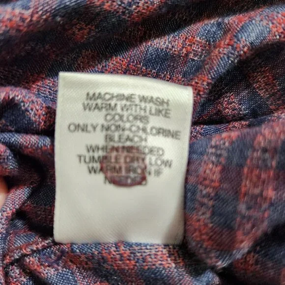 Rowm Mens Long Sleeve Button-Down Shirt Red/Blue Checkered size LT - Picture 11 of 11